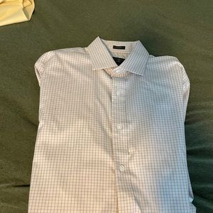 J crew mens button up worn once. White and gray. Size 15/34
